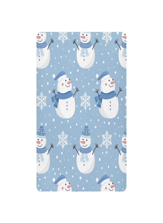 Kigai Christmas Snowman Snowflakes Crib Sheets for Boys Girls Soft Breathable Mini Crib Sheets for Baby 52" x 28" - Image 2